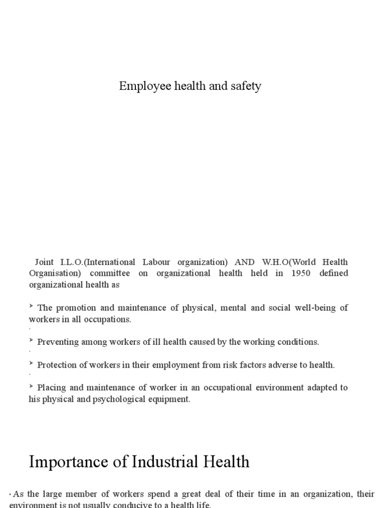 Employee Health and Safety PDF Occupational Safety And Health Employment