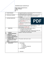 Modified Daily Lesson Plan For Kinder