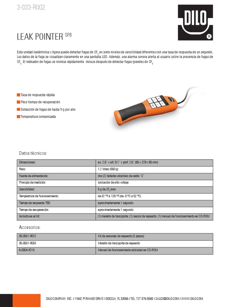 Detector de fugas SF6 DILO 3-033-R002 | PDF | Tecnología