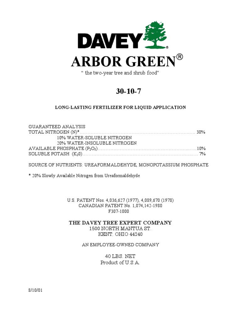 Arbor Green 30-10-7 Fertilizer Guide | PDF