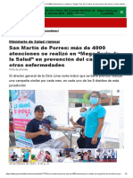 San Martín de Porres: Más de Atenciones Se Realizó en "Mega Feria de La Salud" en Prevención Del Cáncer y Otras Enfermedades