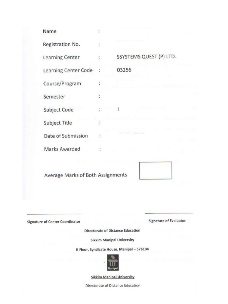 Front Sheet of The Assignment Page | PDF | Perception | Attitude ...