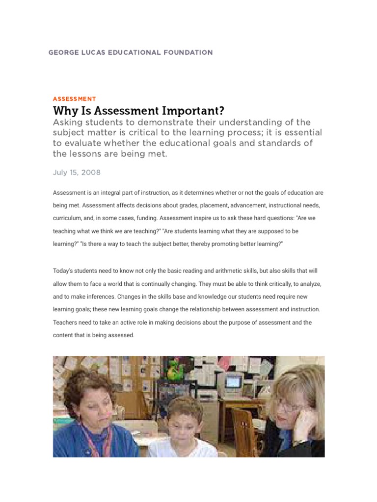 Why Is Assessment Important - Edutopia | PDF | Educational Assessment ...