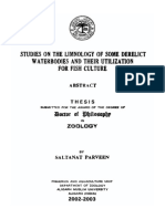 Studies On The Limnology of Some Derelict Waterbodies and Their Utilization For Fish Culture