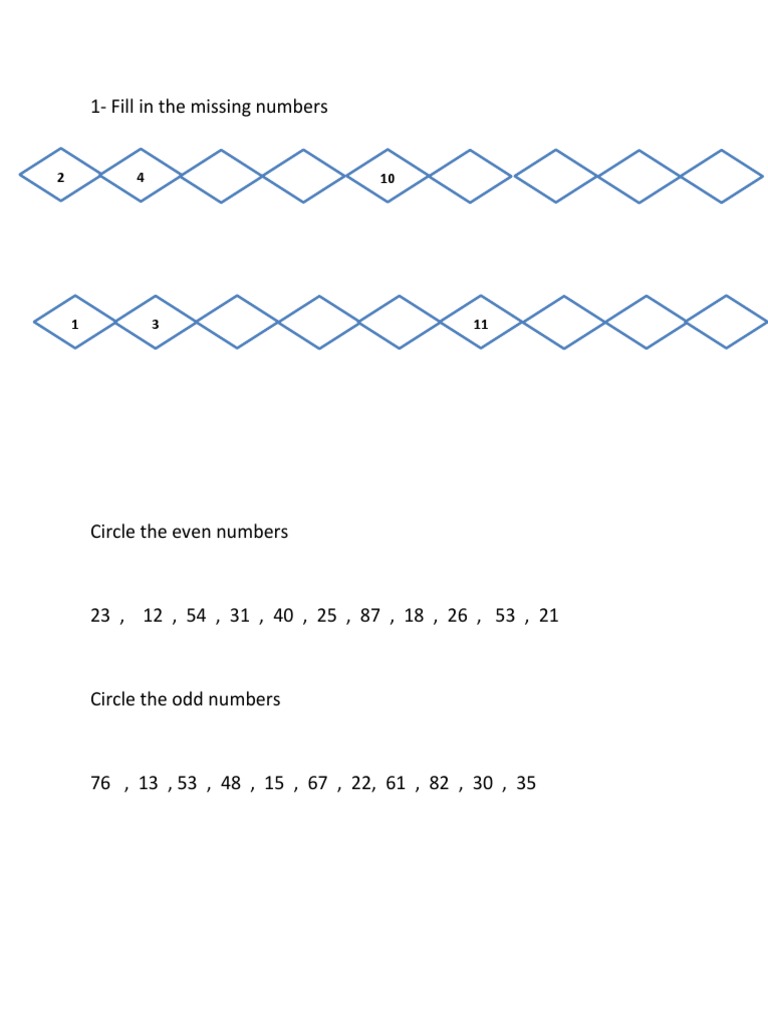 1-Fill in The Missing Numbers | PDF
