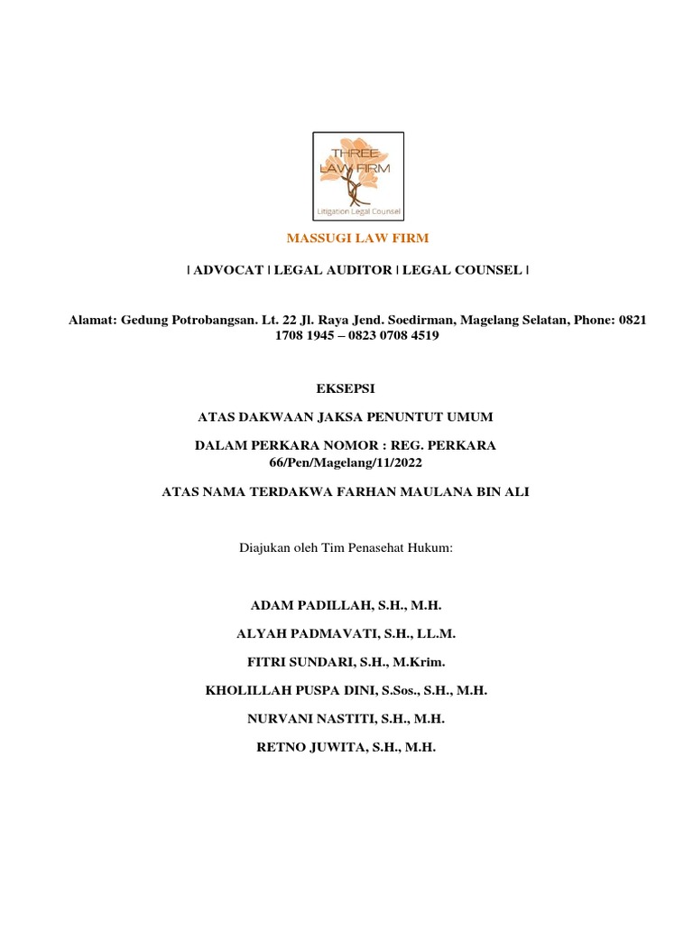 PLKH - Perbaikan Eksepsi - Kelompok 4 | PDF