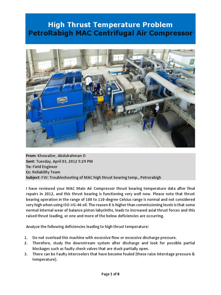 High Thrust Temperature Problem PetroRabigh MAC PDF Bearing (Mechanical) Lubricant