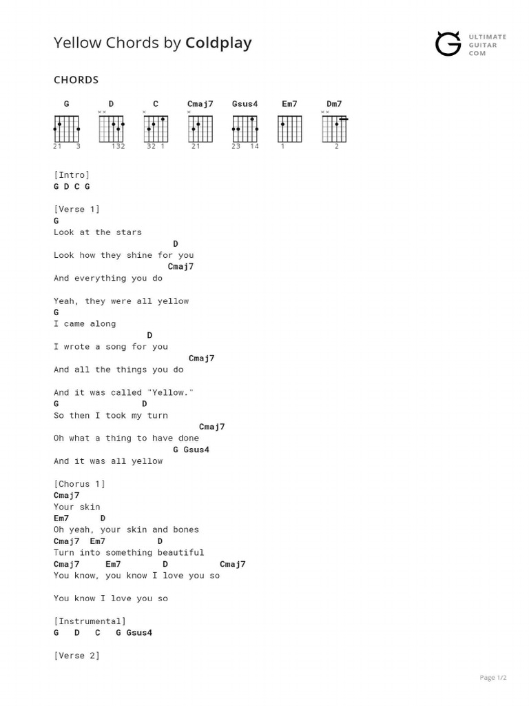 Yellow Chords PDF