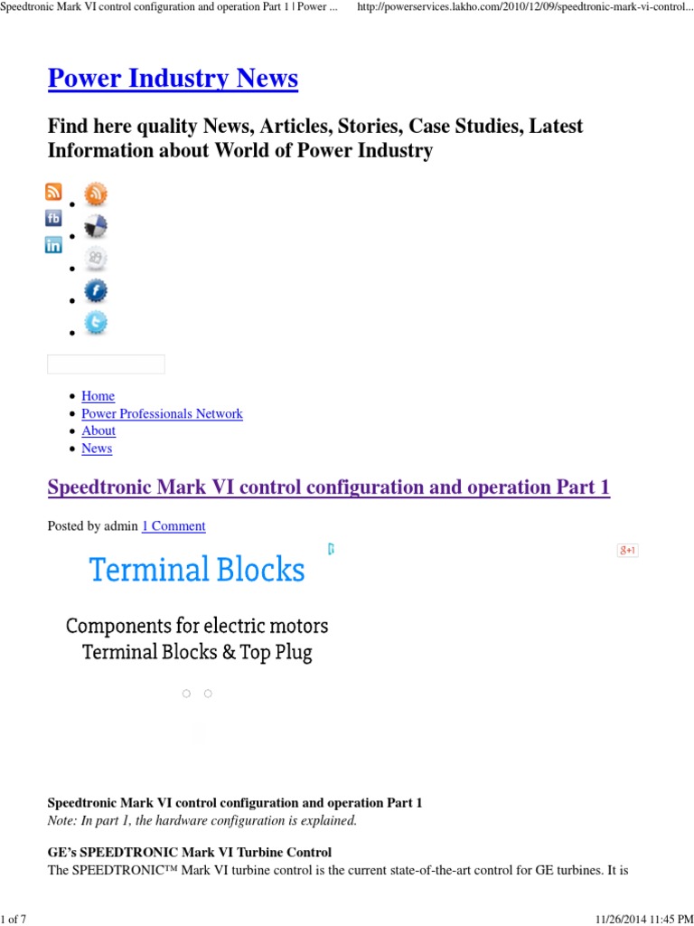 Speedtronic Mark VI Control Configuration and Operation Part 1 - Power ...