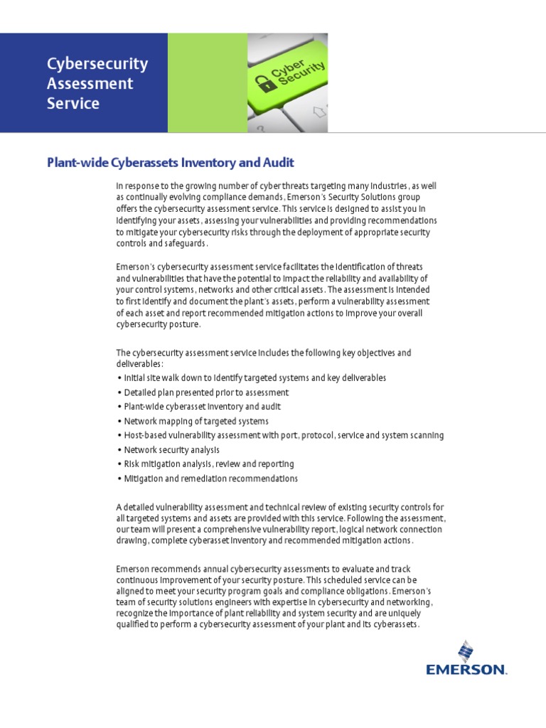 Cybersecurity Assessment Service Download Free Pdf Computer