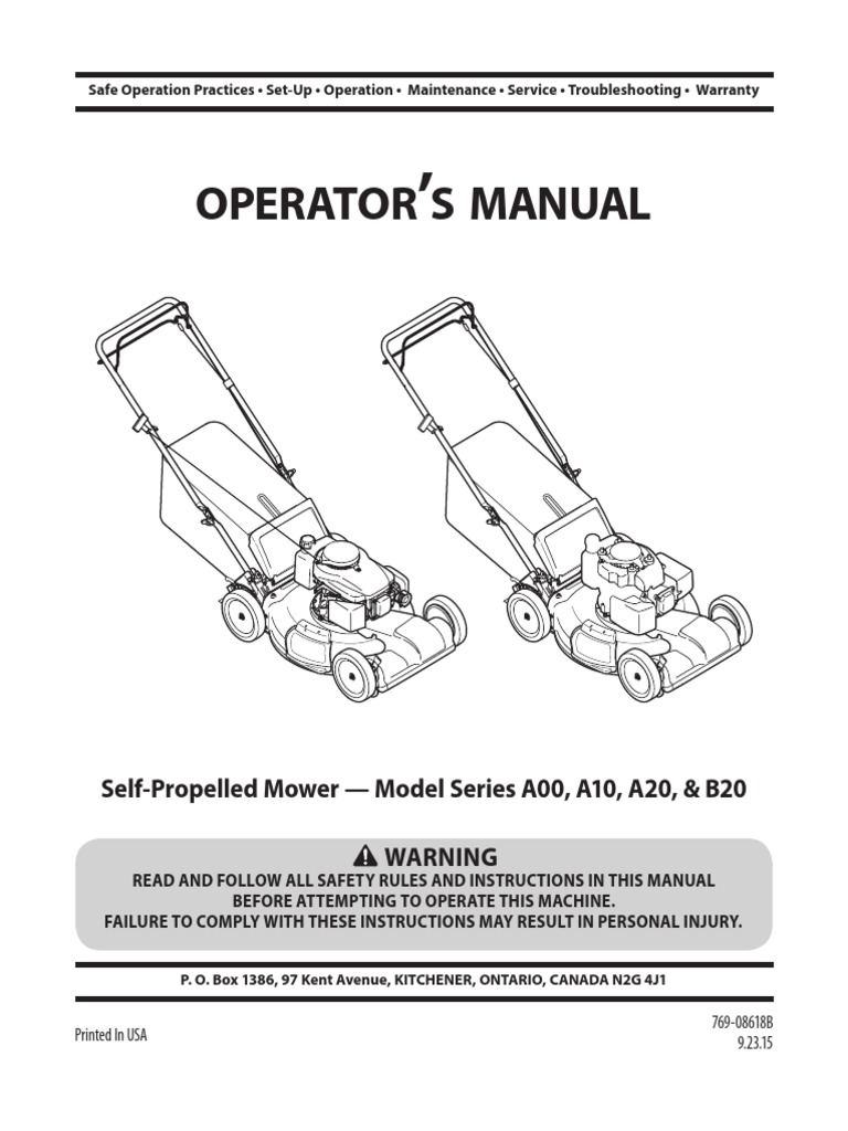 Our Rear Bag Lawn Mower Manual PDF Lawn Mower Mower
