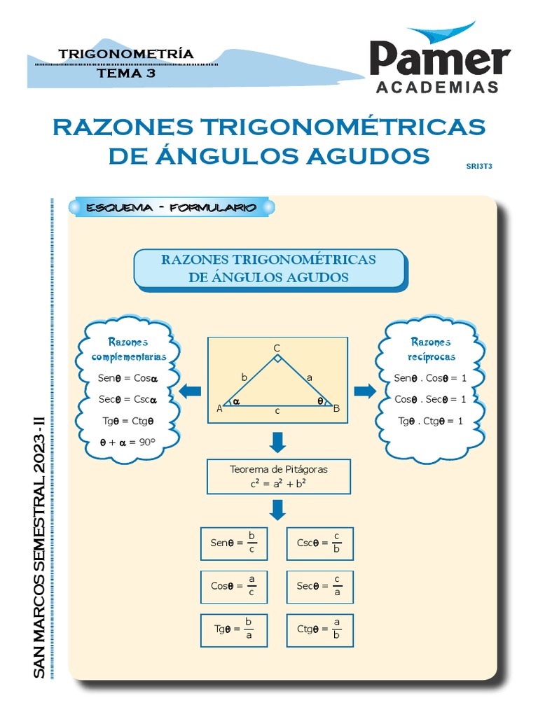T - Sem3 - Razones Trigonométricas de Ángulos Agudos | PDF ...