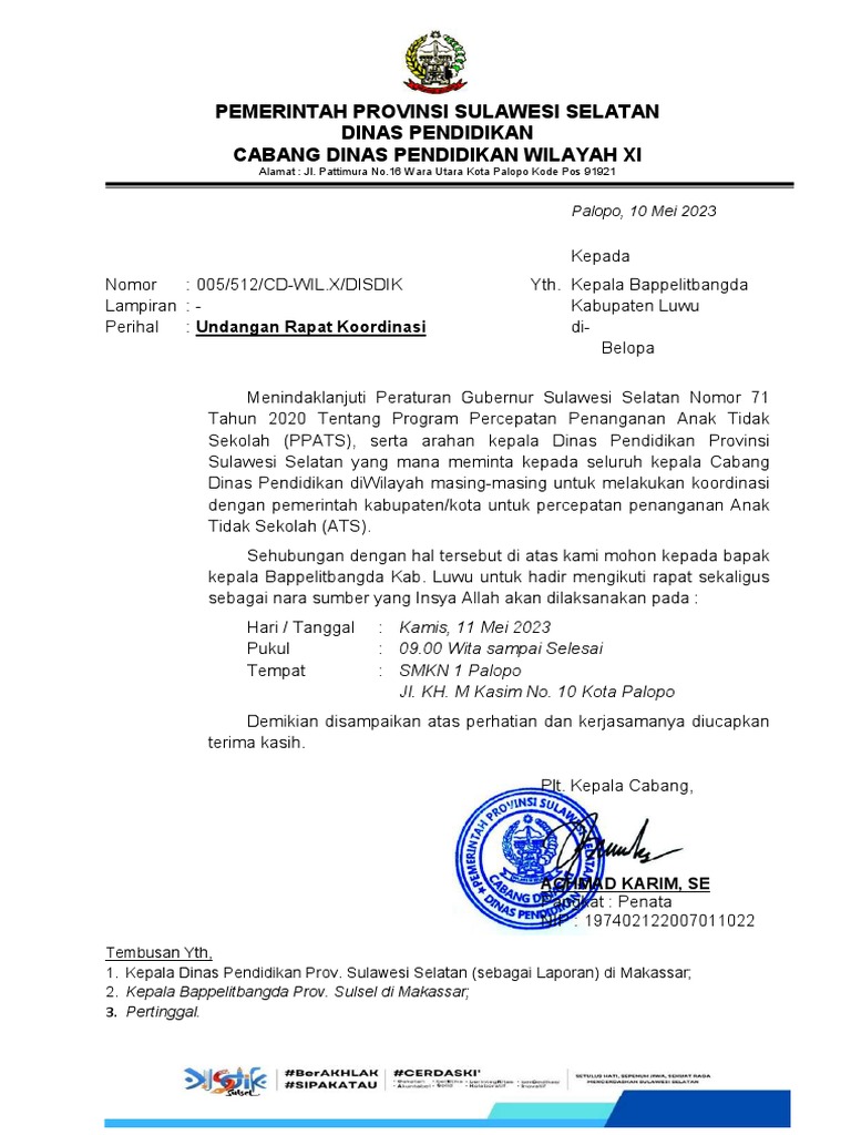 Undangan Rapat Koordinasi | PDF