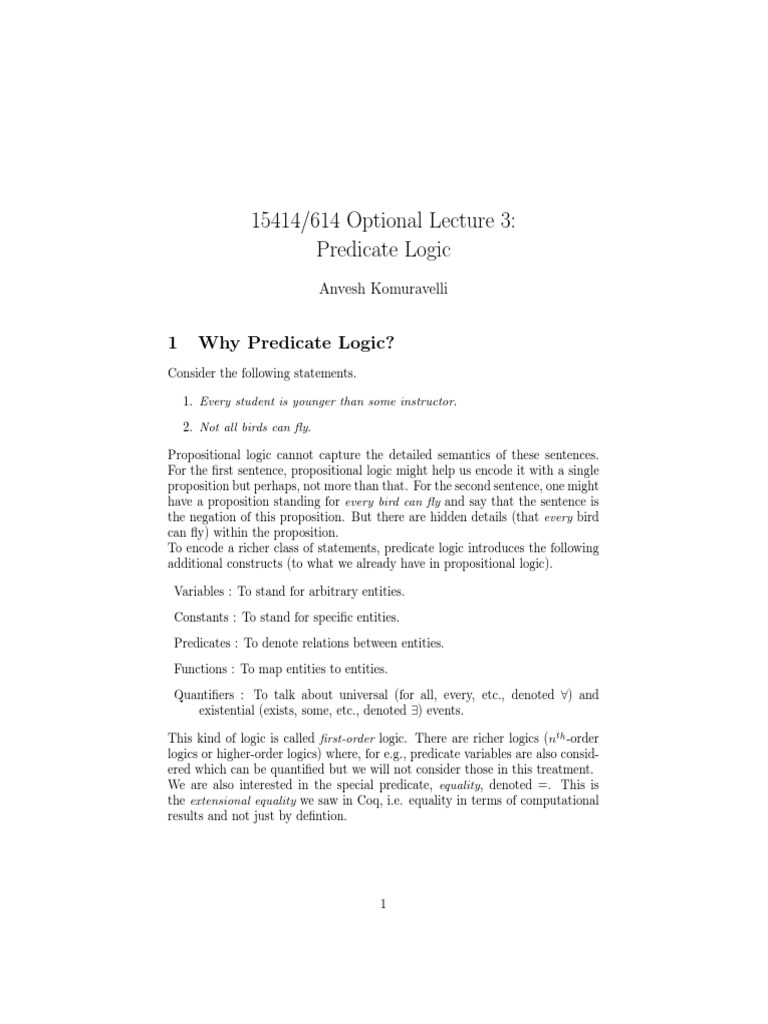 Pred logic pdf first order logic proposition