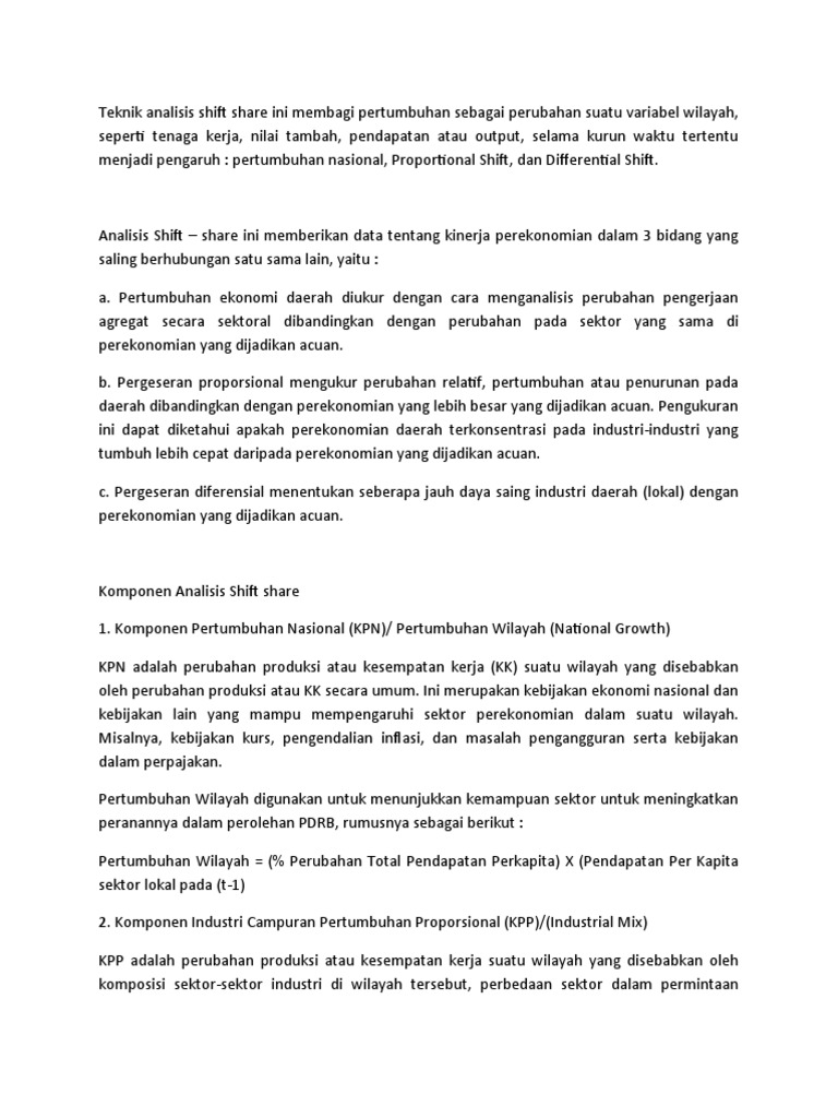 Teknik analisis shift share pdf pengelolaan keuangan uang ilmu