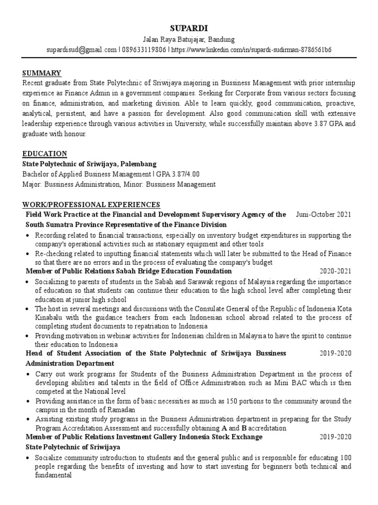 Recent Business Management Graduate Resume | PDF | Economies