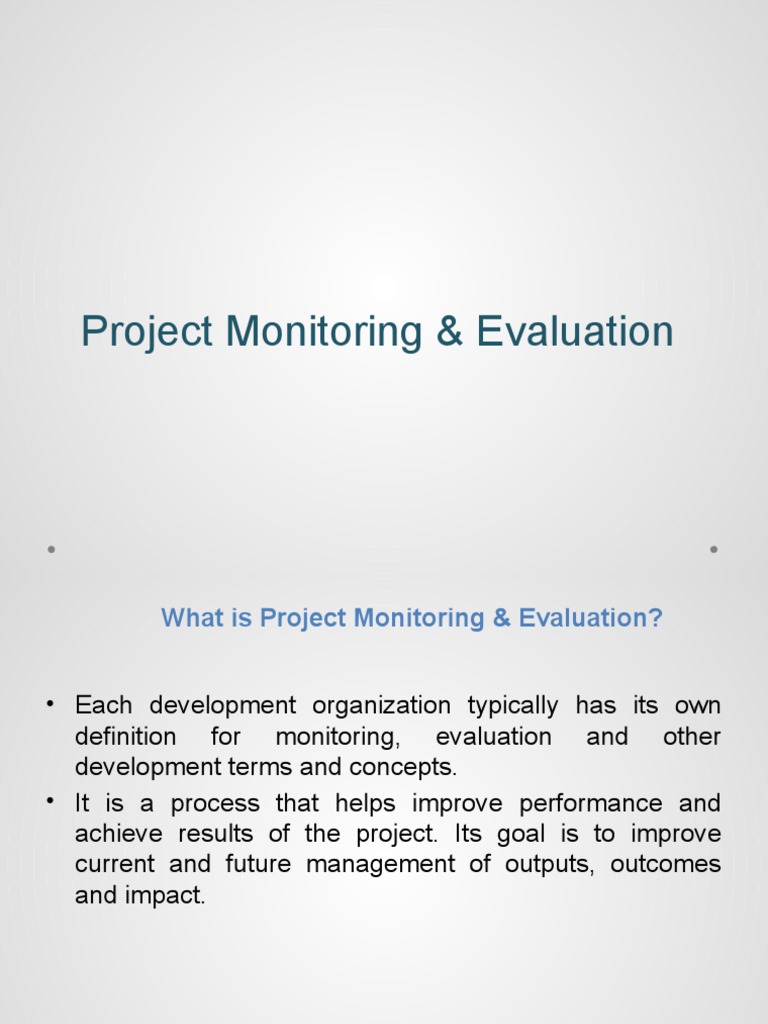 Project Monitoring and Evaluation Guide | PDF | Evaluation | Monitoring ...