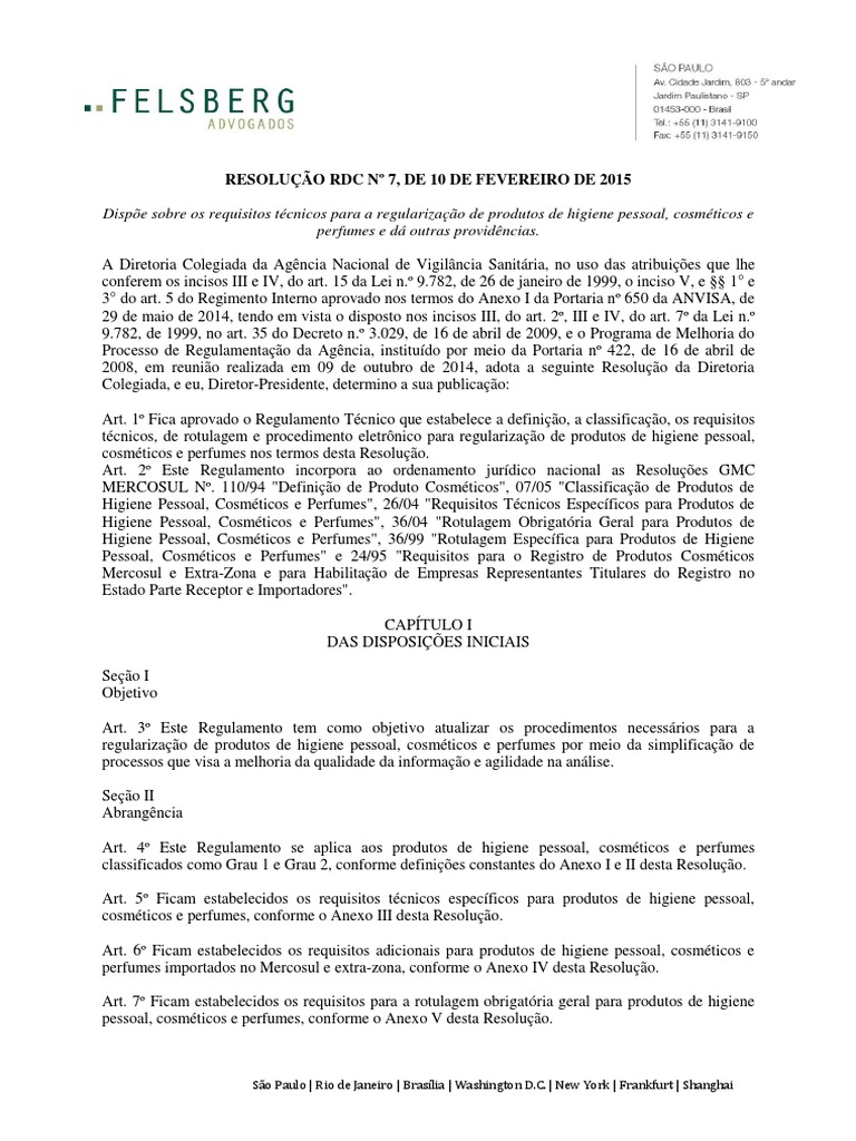 RDC 7 2015 Regularização de Produtos | PDF | Embalagem e rotulagem | Cabelo