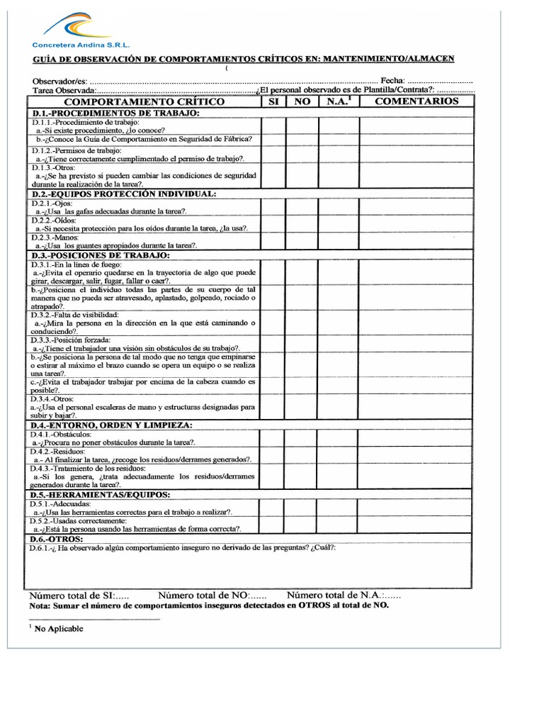 Formato de Seguridad Basada en El Comportamiento | PDF