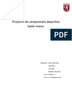 Proyecto de Campeonato Deportivo Balón Mano