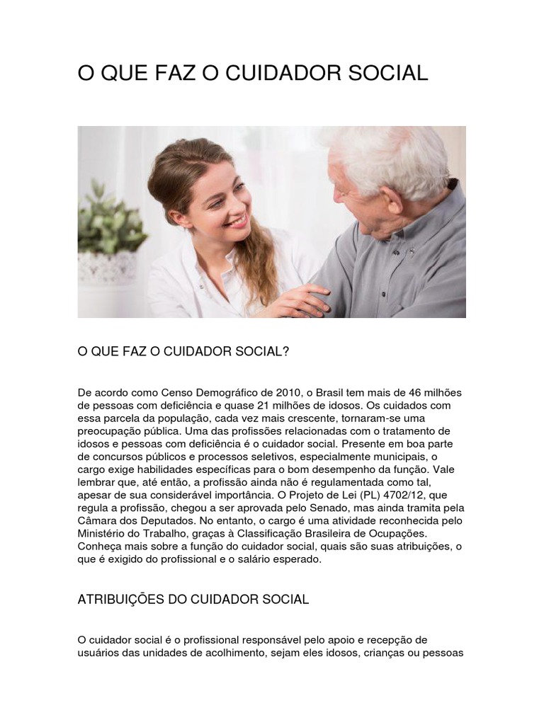 Guia do Cuidador Social no Brasil | PDF | Deficiência | Brasil