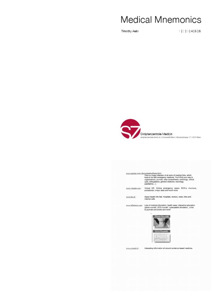 Essential Medical Mnemonics Guide | PDF | Diseases And Disorders ...