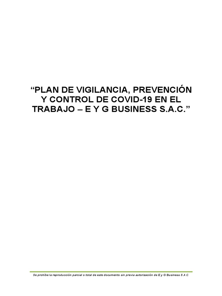 Plan para La Vigilancia, Prevención y Control de COVID-19 en El Trabajo ...