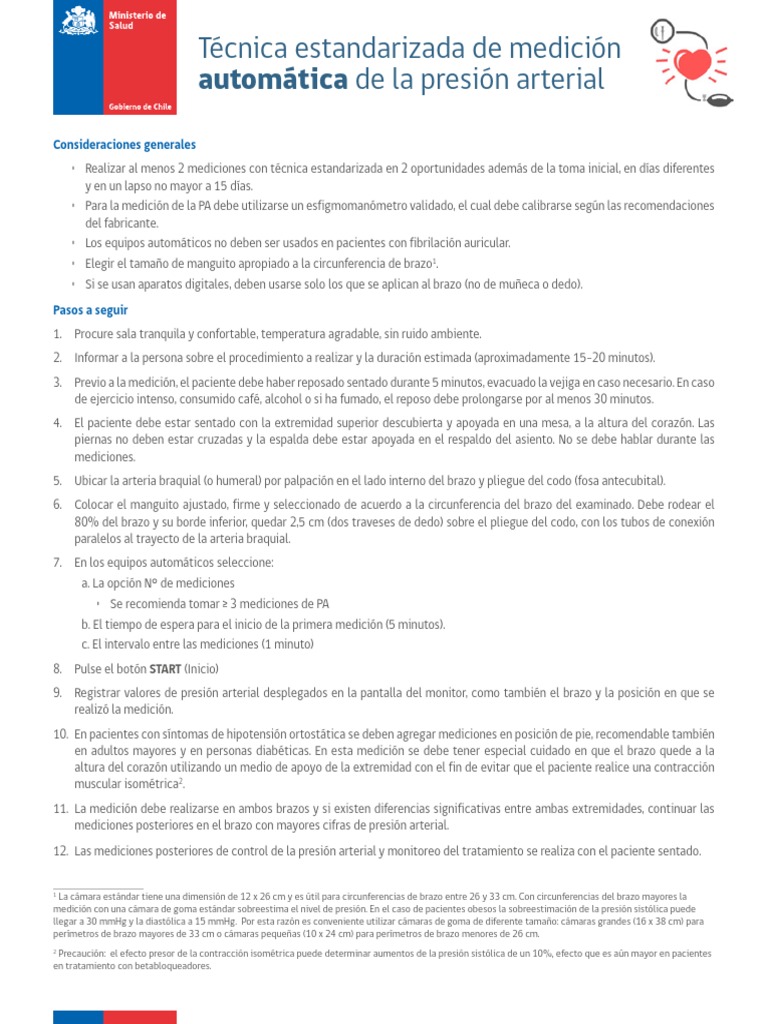 Protocolo Técnica Estandarizada Toma de PA 2018 | PDF