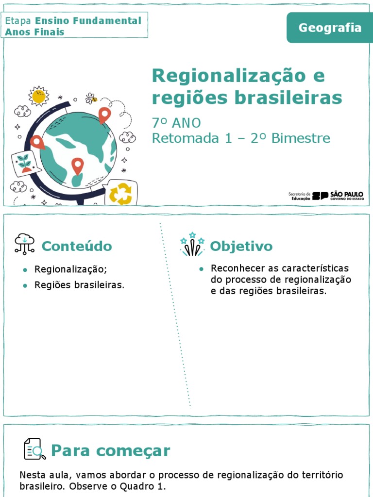 Regionalização do Brasil no 7º Ano | PDF
