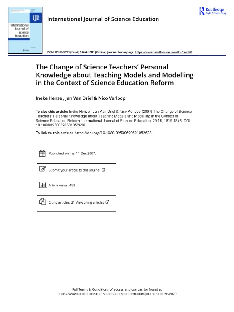 The Change of Science Teachers' Personal Knowledge About Teaching