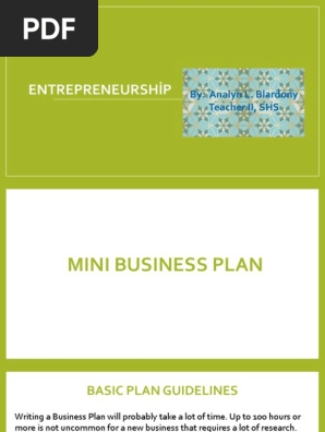 Business Plan Section 1 Guide