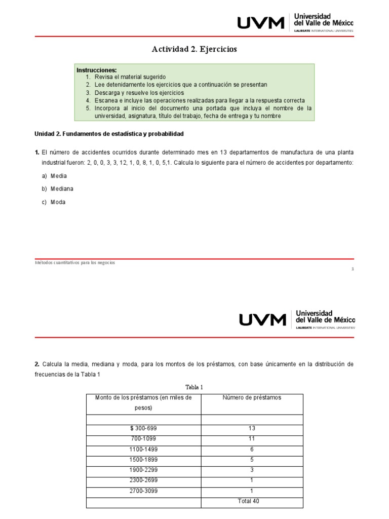 U2 Ejercicios | PDF | Negocios | Finanzas y dinero