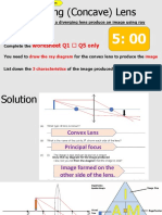 Diverging (Concave) Lens: Worksheet Q1 Q5 Only