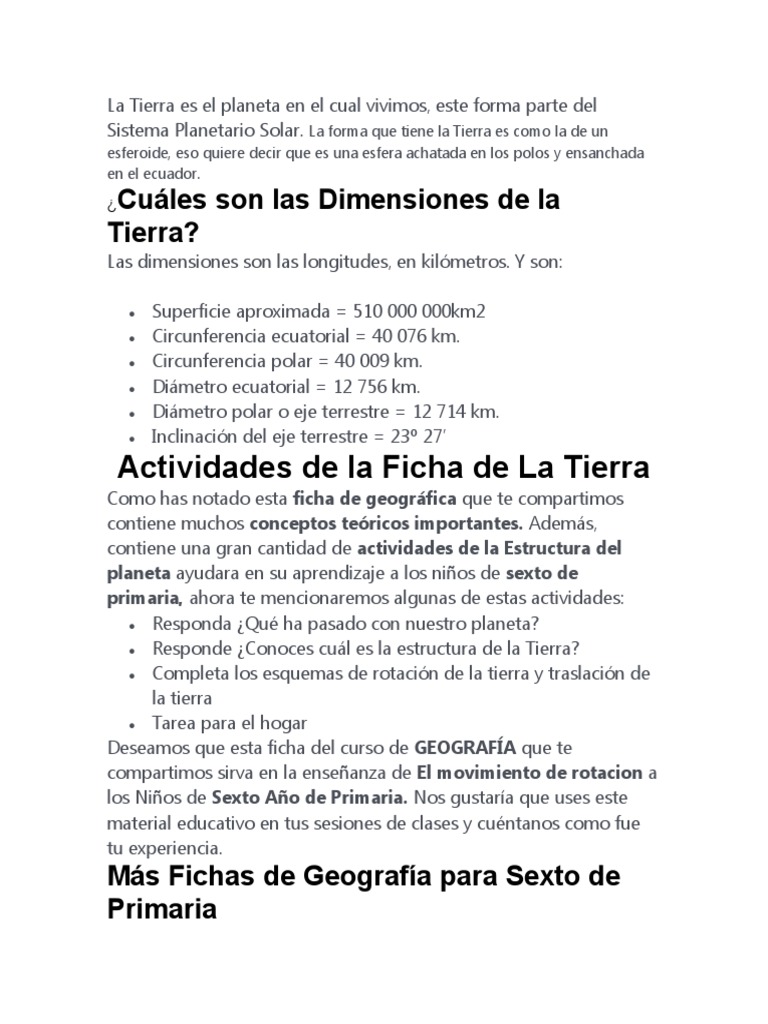 La Tierra Es El Planeta en El Cual Vivimos | PDF