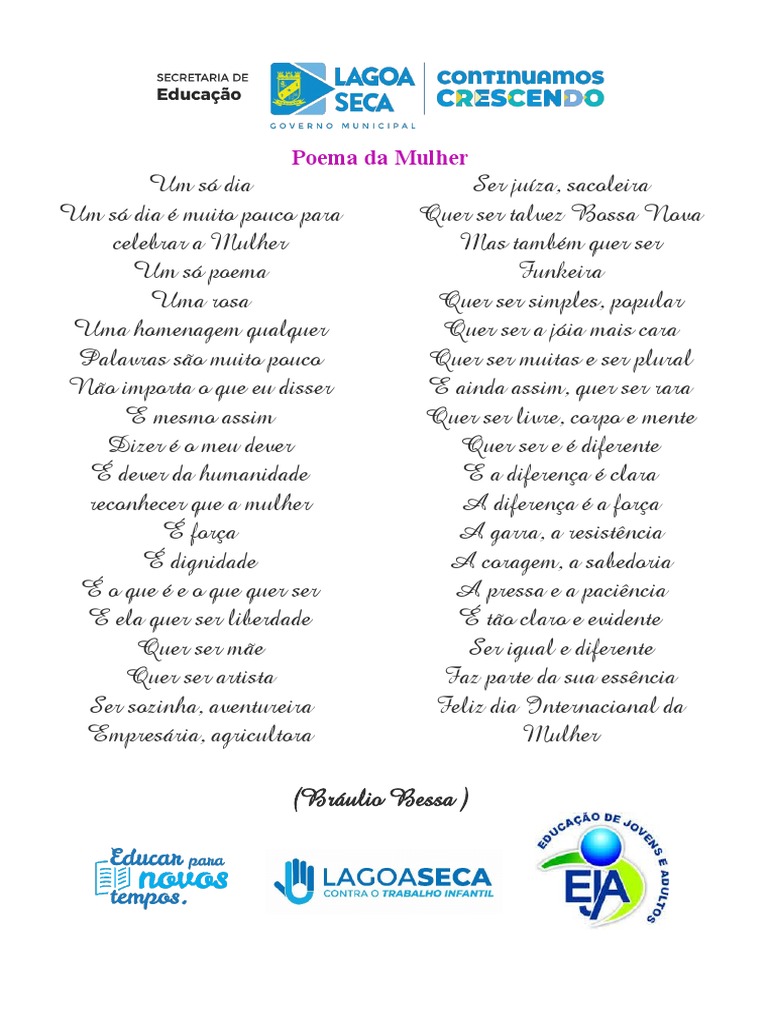 Poema Da Mulher - Eja | PDF