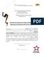 Declaración Jurada de No Poseer Vivienda Ni Ser