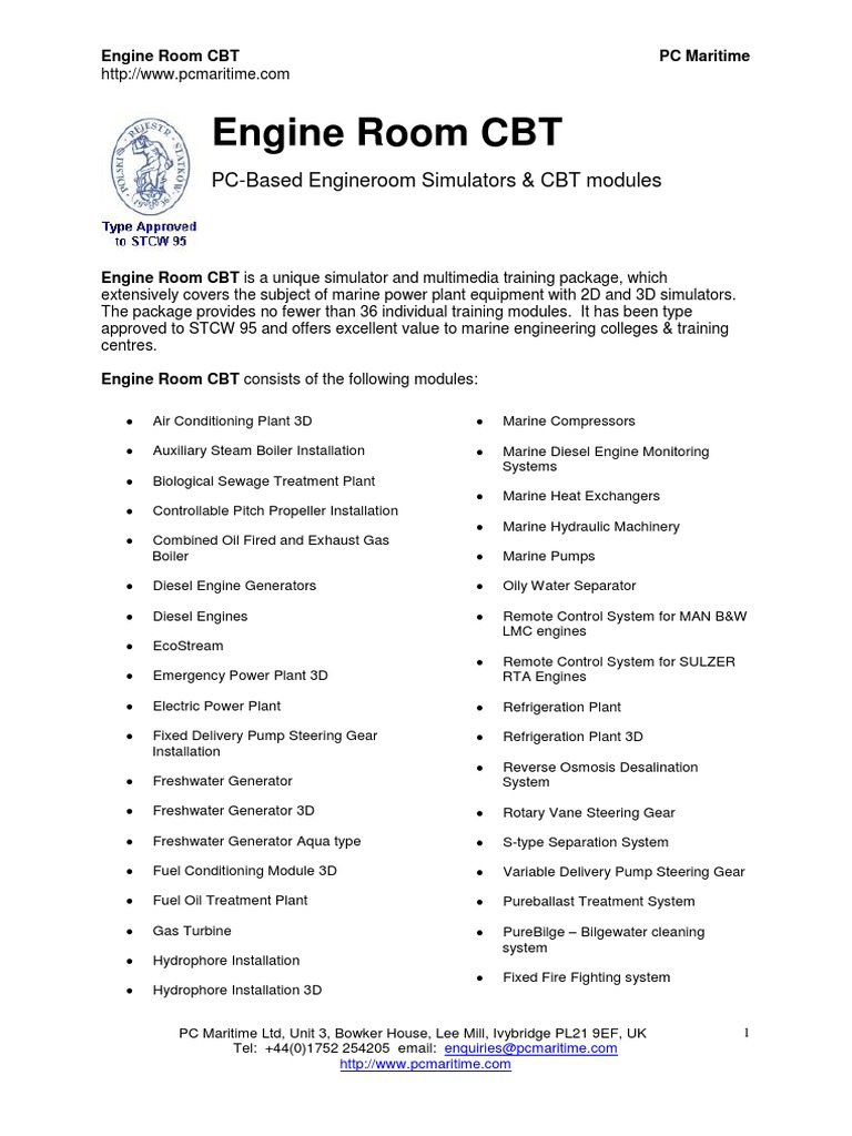 Marine Power Plant Training Modules | PDF | Engines | Simulation