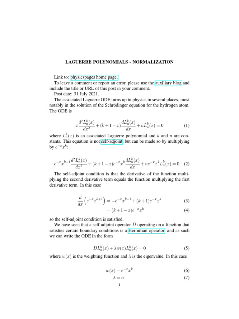 Laguerre polynomials normalization pdf integral polynomial