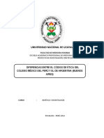 SEMINARIO 17 - Diferencias Entre El Código de Ética Del Colegio Medico Del Perú y El de Argentina