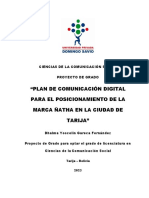 Plan de Comunicación Digital para El Posicionamiento de La Marca Ñatha en La Ciudad de Tarija Por Dhalma Gareca