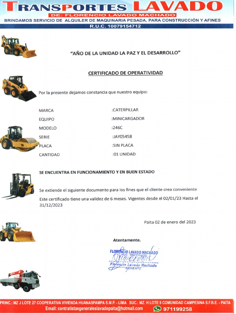 Certificado de Operatividad | PDF