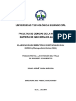 Universidad Tecnológica Equinoccial: Facultad de Ciencias de La Ingeniería Carrera de Ingeniería de Alimentos