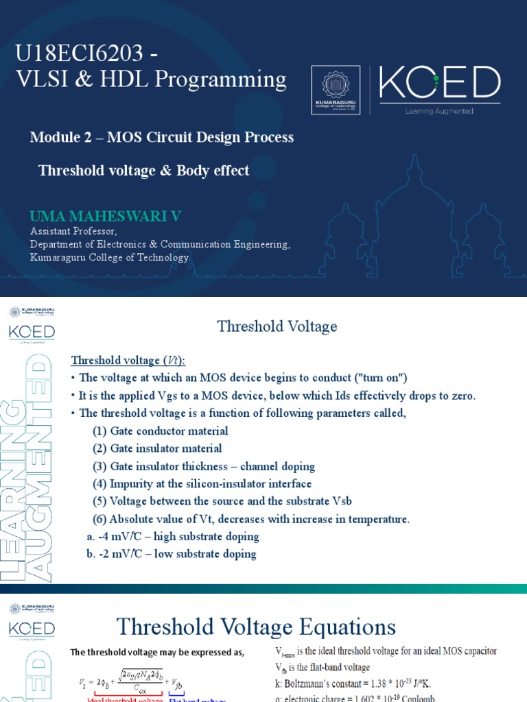 Module 2 Threshold Voltage and Body Effect PDF Mosfet Field