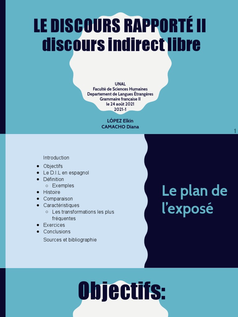 Le Discours Rapporté Ii Discours Indirect Libre: LÓPEZ Elkin Camacho ...