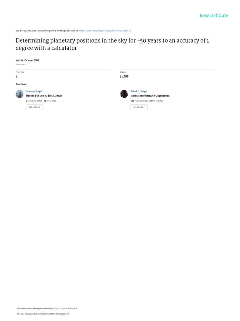 Determining Positions in The Sky For 50 Years To An Accuracy