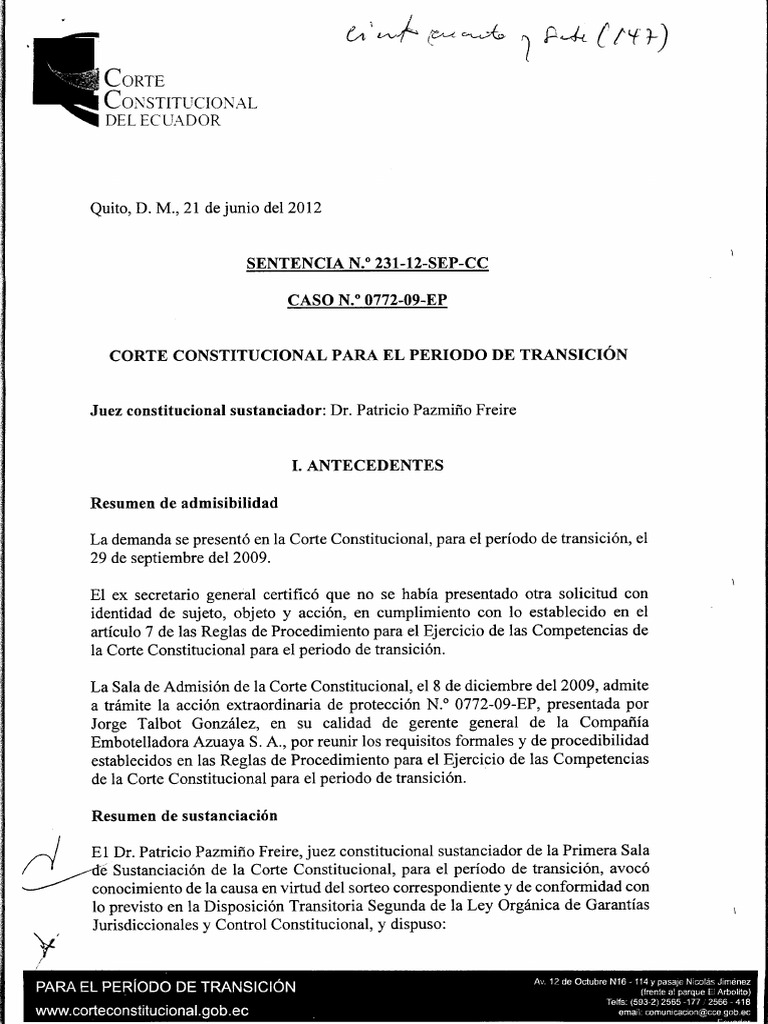 Sentencian.°231 12 Sep CC | PDF | Debido al proceso | Sentencia (ley)