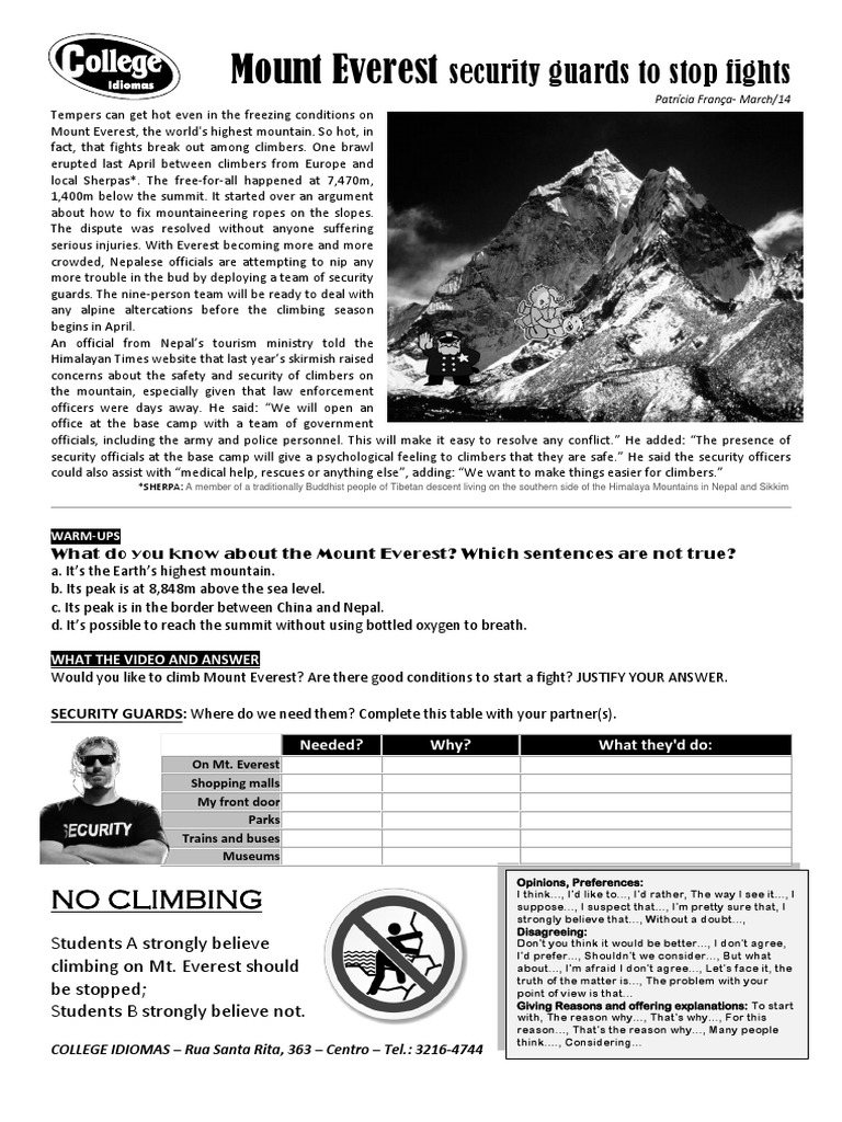 Mount Everest Fights and Security Measures | PDF | Mount Everest | Anger