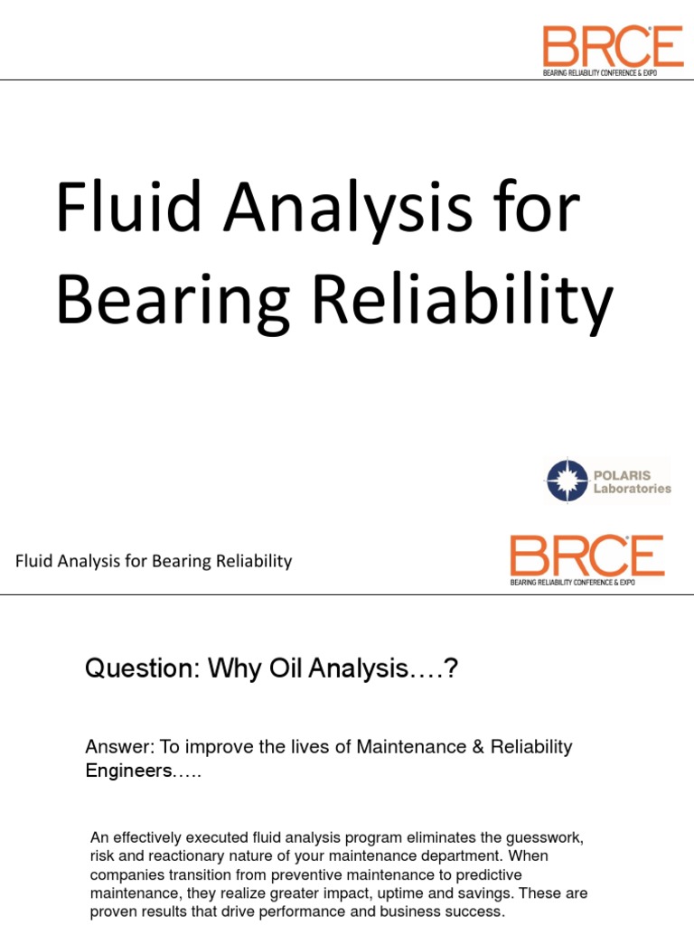 Fluid Analysis for Bearing Reliability 1684619066 PDF Reliability