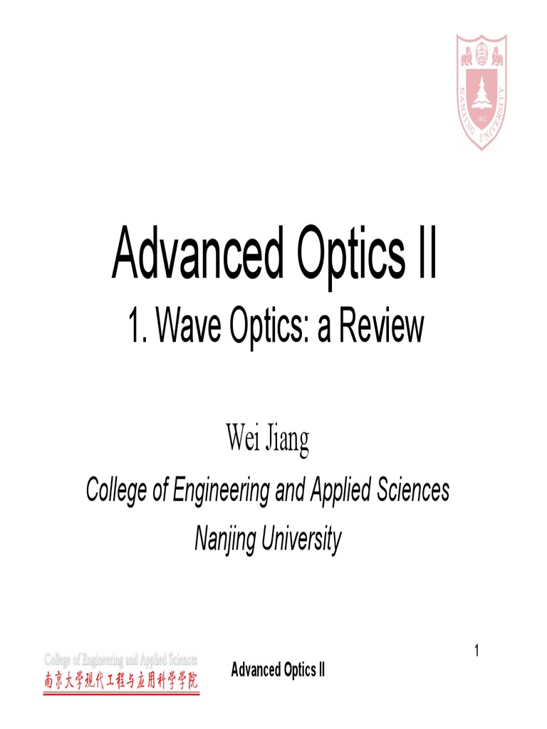 Advanced Optics II Course Overview | PDF | Waves | Optics