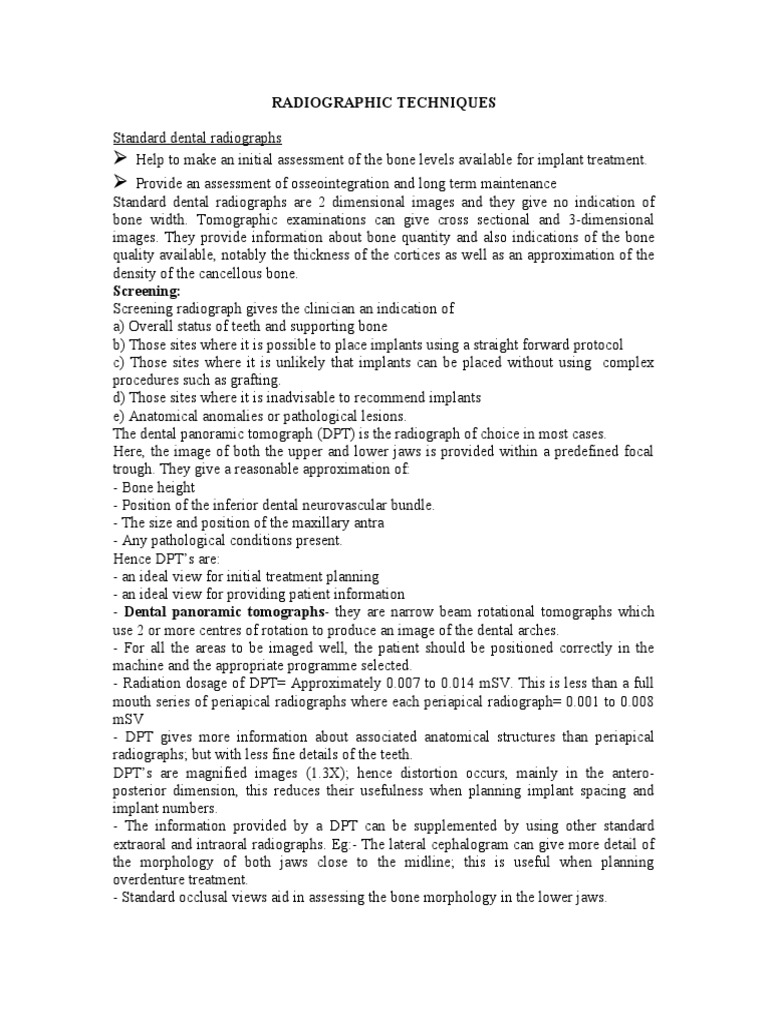 Radiographic Technique PDF Ct Scan Radiography